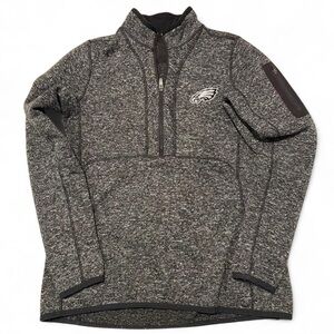 Size: M l Antigua Grey and Black Philadelphia Eagles Mock 3/4 Zip Pullover